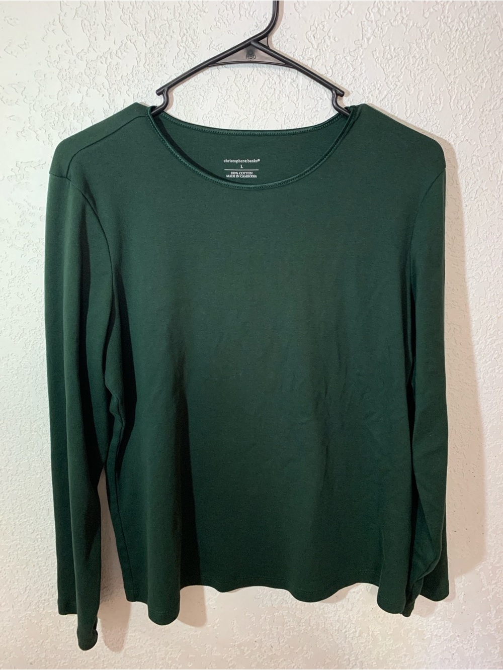 Christopher & Banks Dark Green Long Sleeve Crewneck Tee